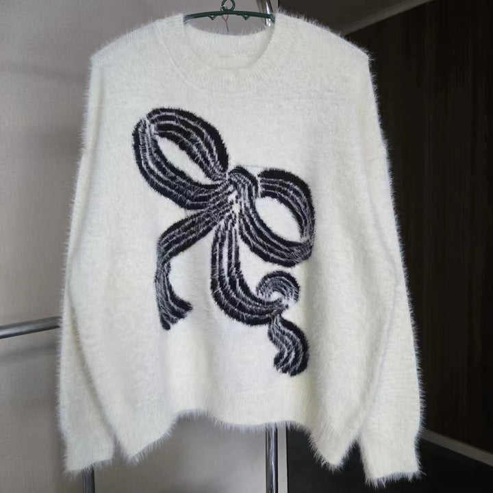 Damen Kuscheliger Pullover mit dekorativem Schleifenmuster Drune
