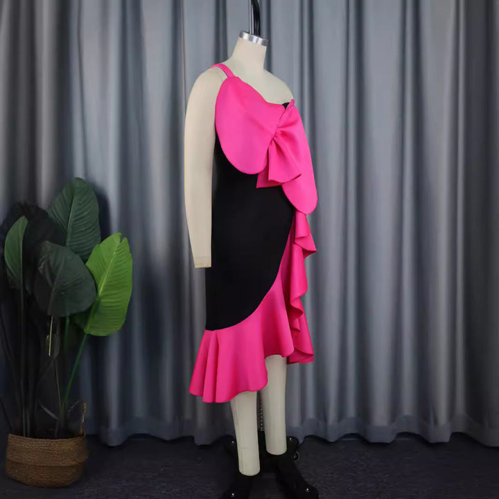 Damen Elegantes Cocktailkleid mit statementvollem Rüschen-Design und Übergröße Drune