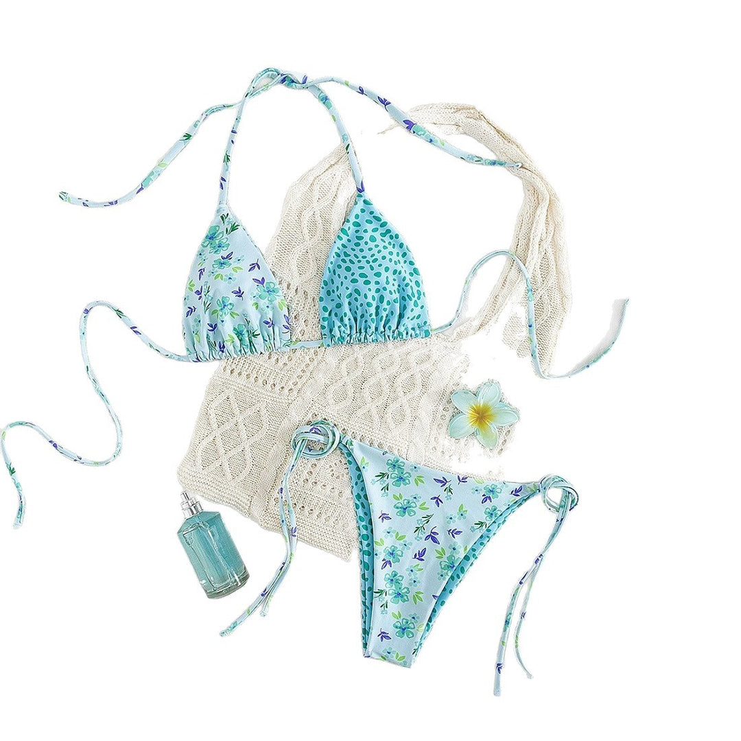 Damen Triangel-Bikini-Set mit hübschen Blumenmustern Drune
