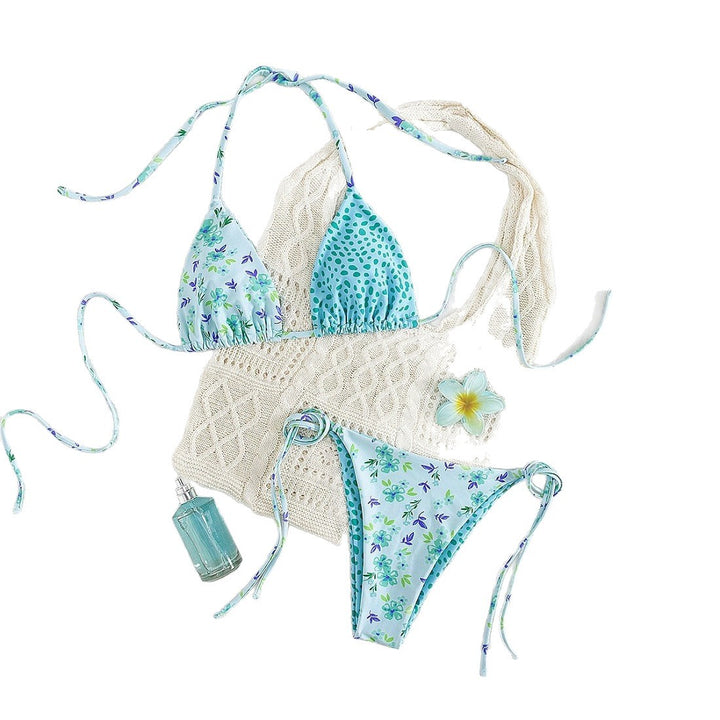 Damen Triangel-Bikini-Set mit hübschen Blumenmustern Drune