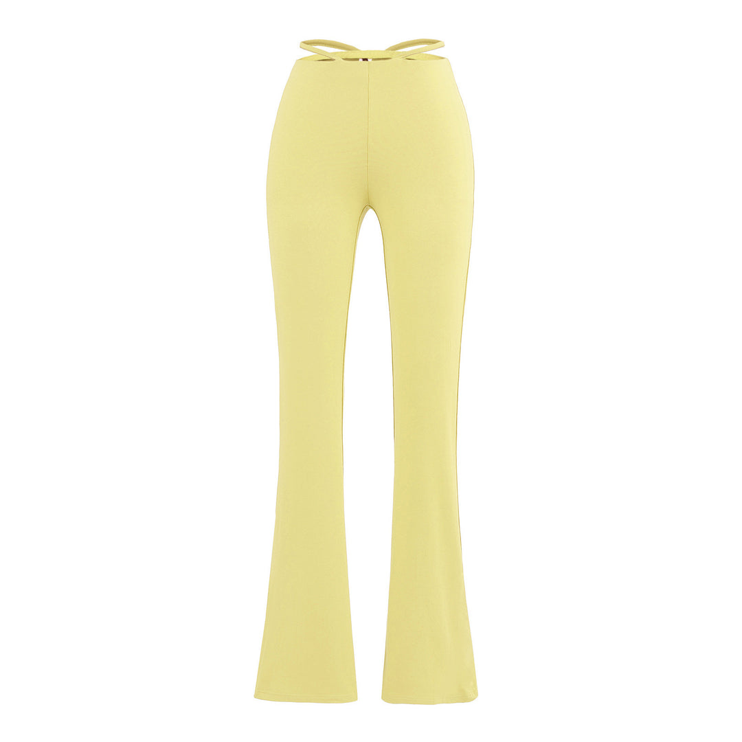 Damen elegante Flared-Hose mit hohem Bund und praktischen Seitentaschen Drune