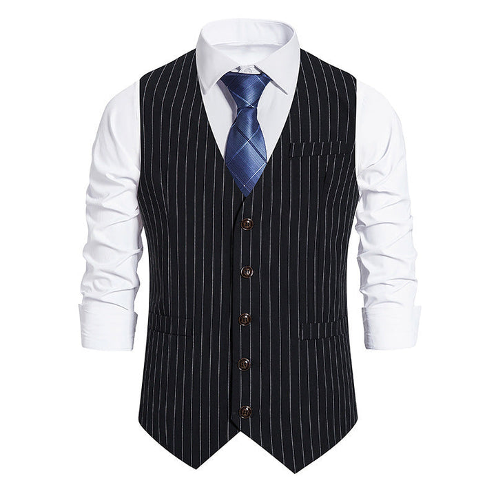 Herren elegante Anzugweste mit feinem Nadelstreifen und praktischen Taschen Drune