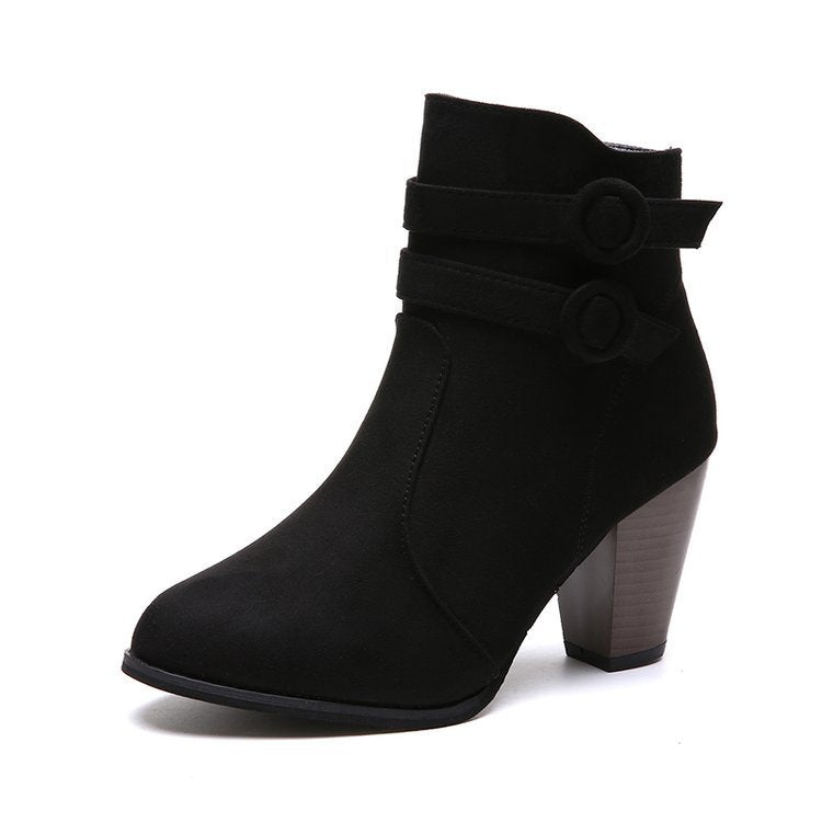 Damen Ankle-Boots mit dekorativen Riemen und elegantem Absatz Drune