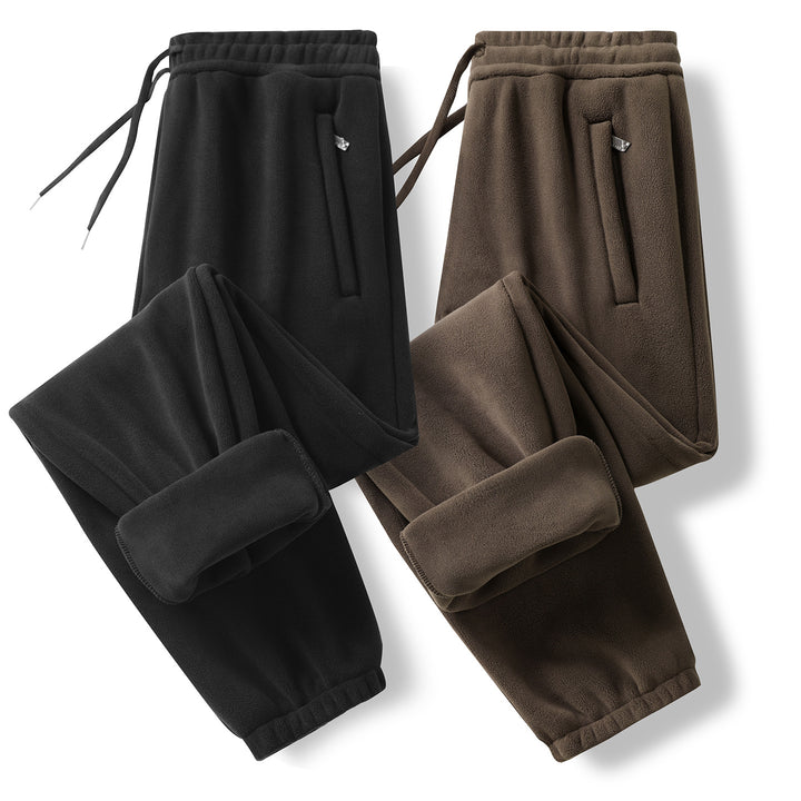 Herren Fleece-Jogginghose mit elastischem Bund, Kordelzug und gerippten Bündchen Drune
