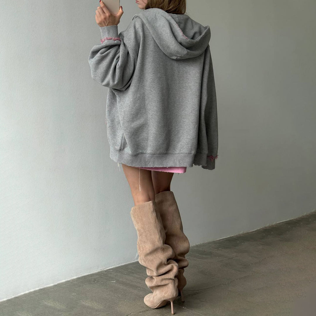 Damen Bequemer Oversized Hoodie mit modischen Fransen Drune