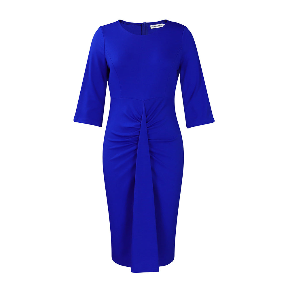 Damen Elegantes und figurbetontes Kleid mit modischen Raffungen Drune