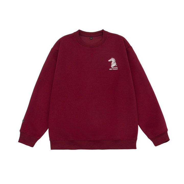 Unisex Oversize‑Sweatshirt mit gesticktem Schachritter‑Logo und gerippten Bündchen Drune