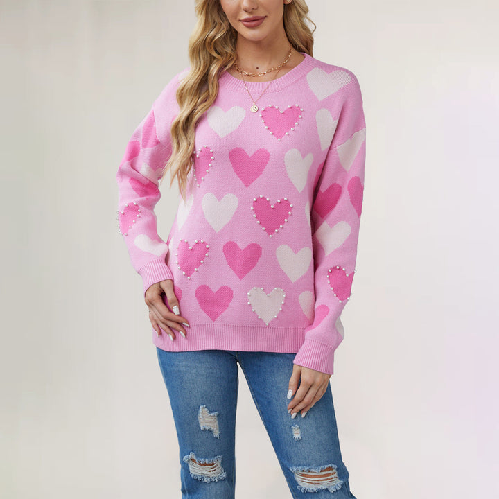Damen Strickpullover mit Herzmuster Drune