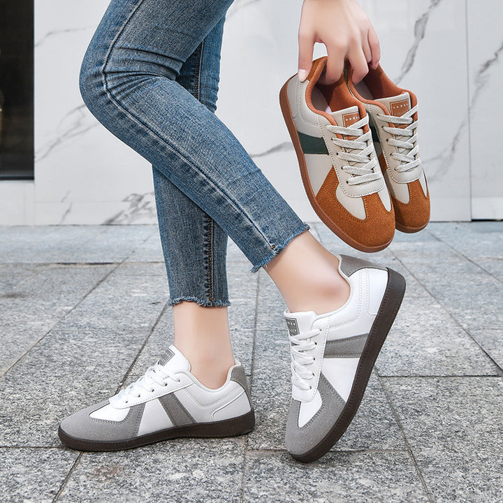 Unisex nan urbaner Tennis-Sneaker mit Veloursleder-Overlays gepolstertem Fersenkragen und vulkanisierter Gummisohle Drune