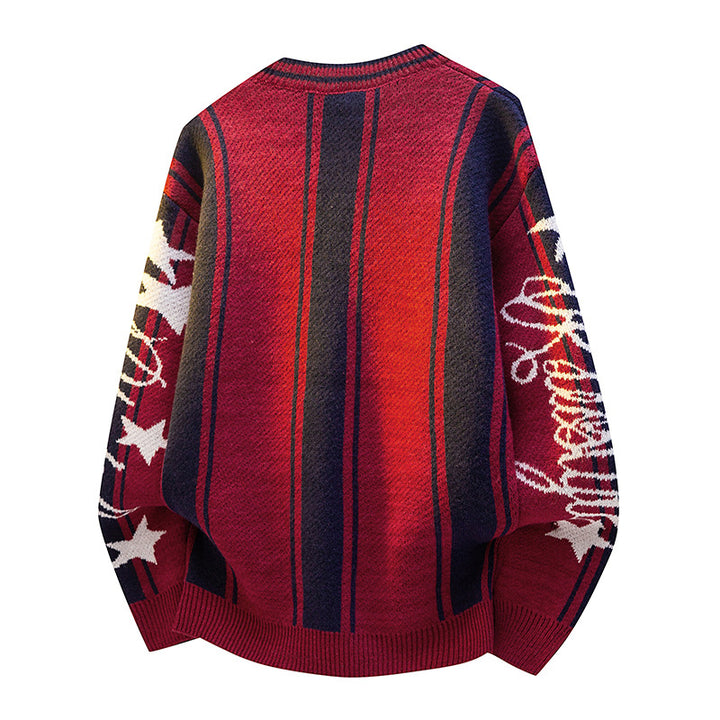 Herren Modischer V-Ausschnitt Pullover mit bunten Streifen Drune