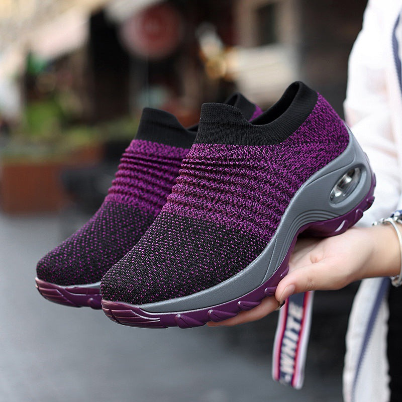 Damen Slip-On Strick-Sneaker mit sockenähnlichem Schaft und Luftkissen-Plateausohle Drune