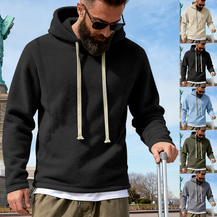 Herren Fleece-Hoodie mit Teddystruktur, Kapuze und entspannter Passform Drune