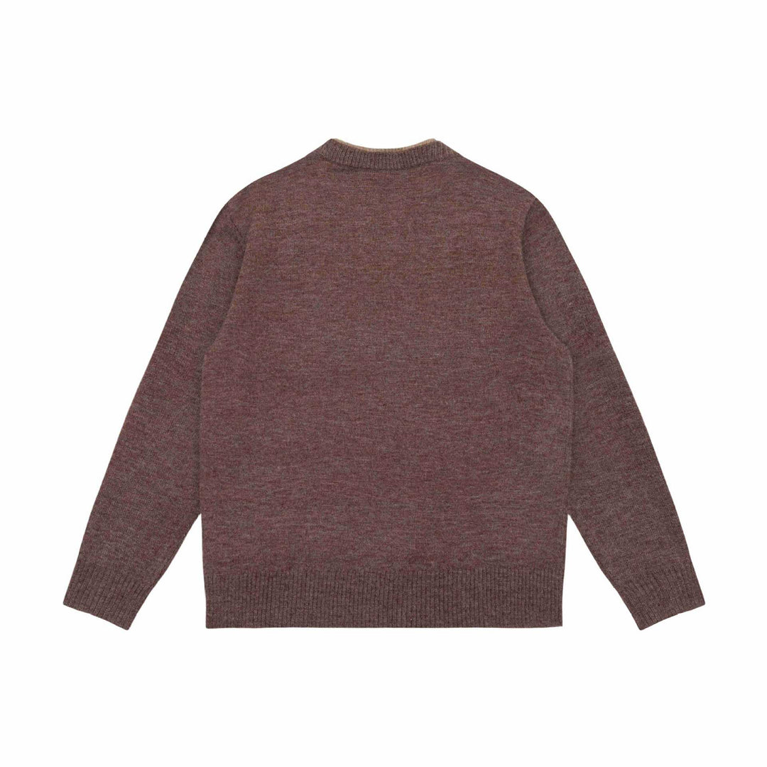 Unisex Grobgestrickter Pullover mit V-Notch Ausschnitt und kontrastierter Innenblende Drune