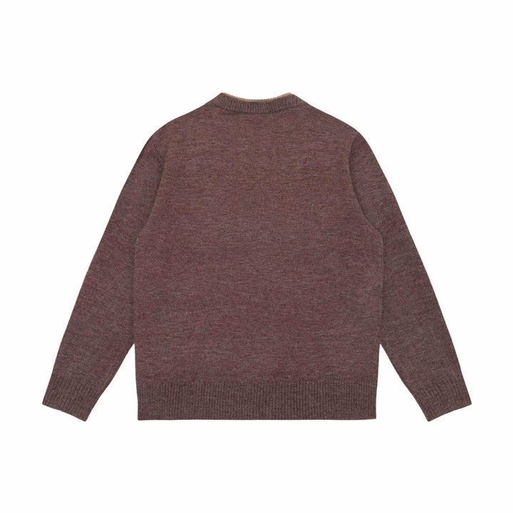 Unisex Grobgestrickter Pullover mit V-Notch Ausschnitt und kontrastierter Innenblende Drune
