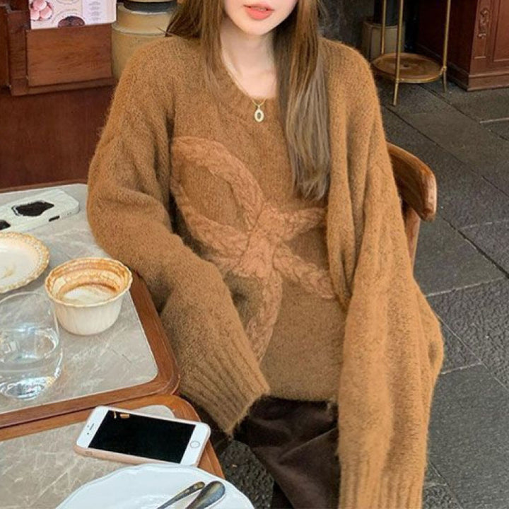 Damen Grobstrickpullover mit dekorativem Zopfdesign Drune