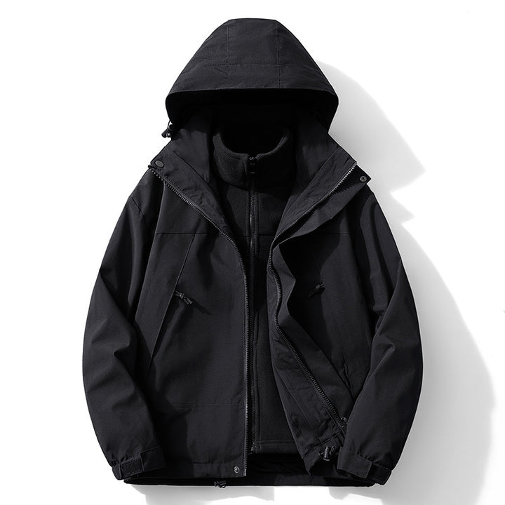Herren zweilagige wasserdichte Outdoorjacke mit herausnehmbarer Fleece‑Innenjacke Drune