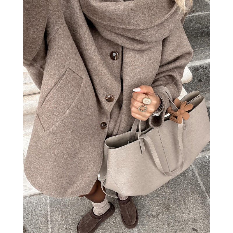 Damen Übergroßer Wool-Blend Mantel mit Schalkragen Drune