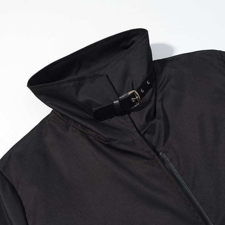 Damen Langer minimalistischer Mantel mit hohem Stehkragen und verdeckter Front Drune