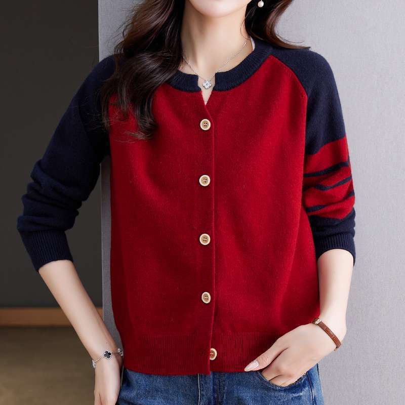 Damen Cardigan mit Farbkontrasten und Knopfdetails Drune