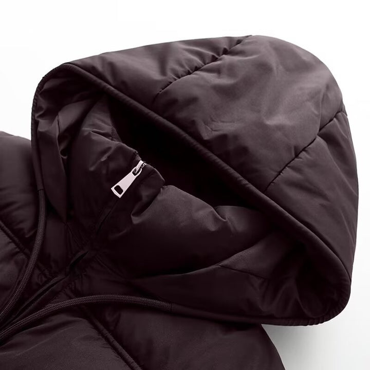 Damen Cropped-Steppjacke mit hoher Kapuze, Tunnelzug und Rippbündchen Drune