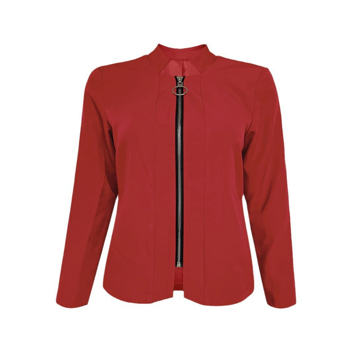 Damen Taillierter Scuba‑Blazer mit Stehkragen und durchgehendem Reißverschluss Drune