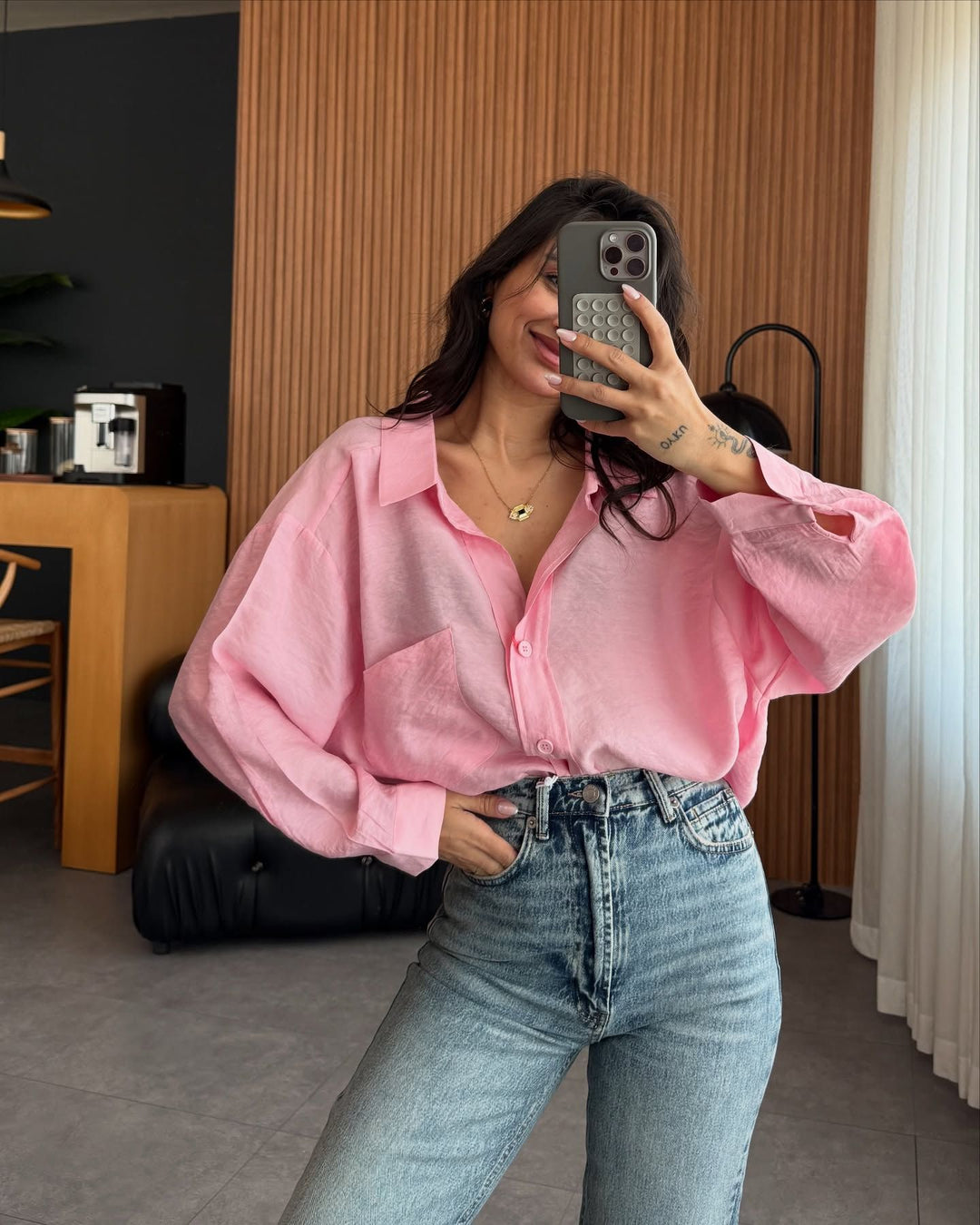 Damen Oversized Blusenhemd aus weichem Leinenstoff Drune