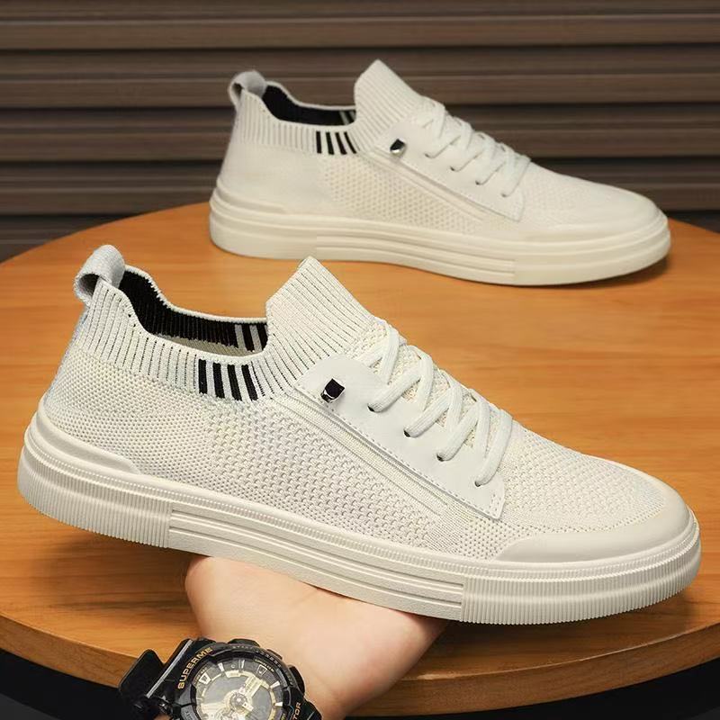 Herren Low-Top Strick-City-Sneaker mit elastischem Schaft, seitlichem Reißverschluss und stoßdämpfender Gummisohle Drune