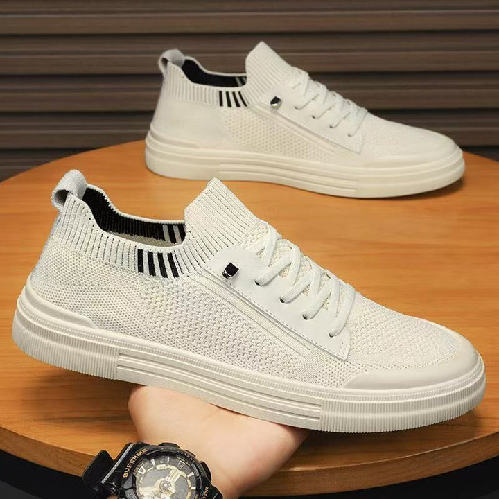 Herren Low-Top Strick-City-Sneaker mit elastischem Schaft, seitlichem Reißverschluss und stoßdämpfender Gummisohle Drune
