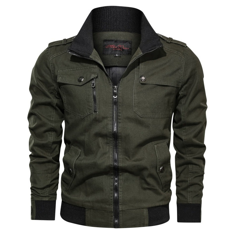 Herren nan robuste Field-Bomberjacke mit Reißverschluss, Schulterklappen und mehreren funktionalen Taschen Drune
