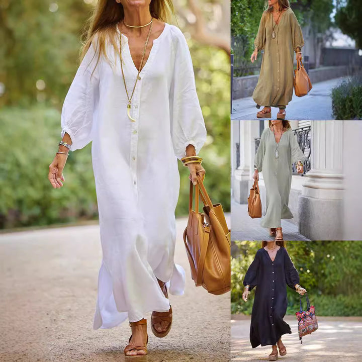 Damen Leichte Sommerkleid aus Leinen Drune