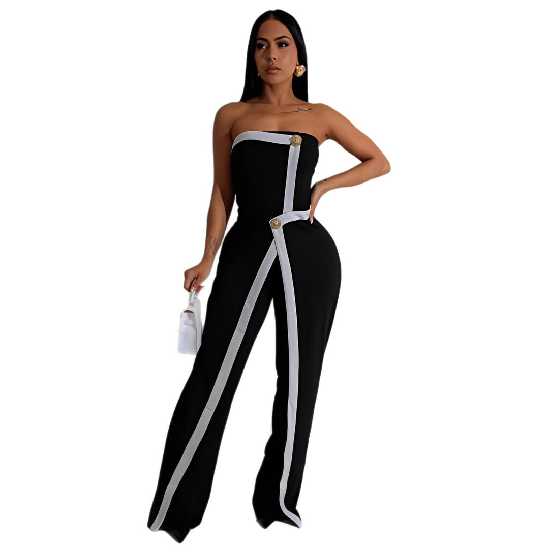 Damen-Jumpsuit mit elegantem Bustier-Oberteil und kontrastierenden Saumakzenten Drune