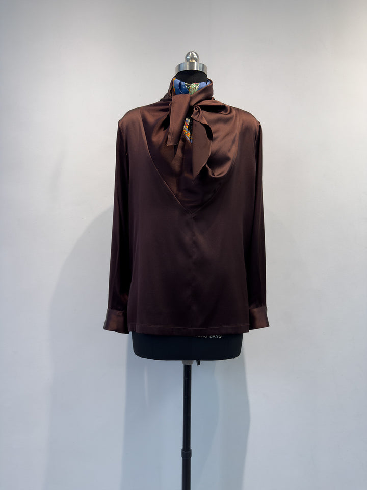 Damen Elegante Satin Kapuzenbluse Drune