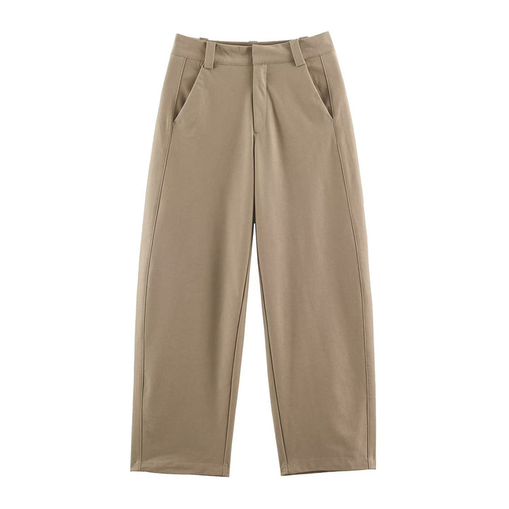 Damen Hochtaillierte weite Cropped‑Hose mit Bügelfalte und Eingrifftaschen Drune