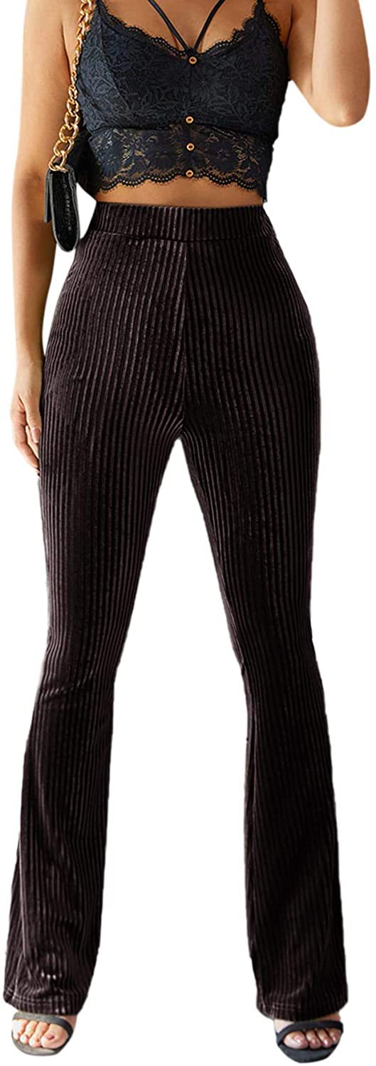 Damen Bootcut-Hose mit Rippstruktur und hohem Bund Drune