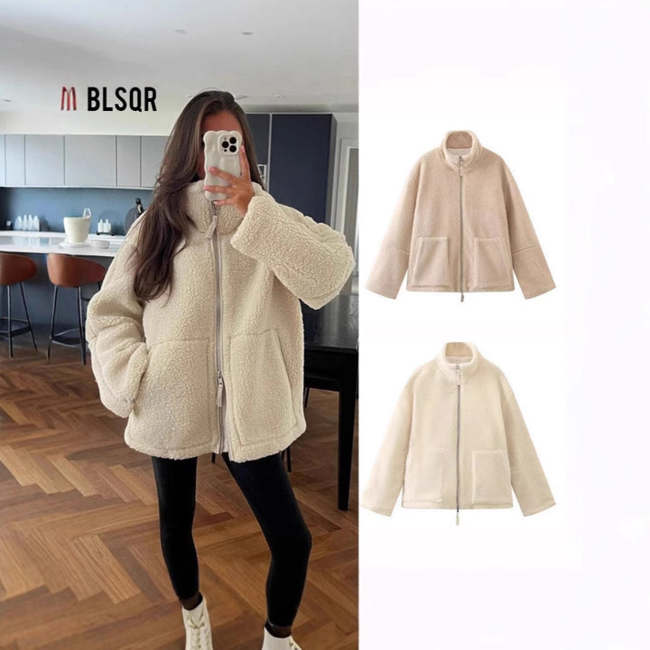 Femme Cozy Sherpa Zip-Up Jacke Drune