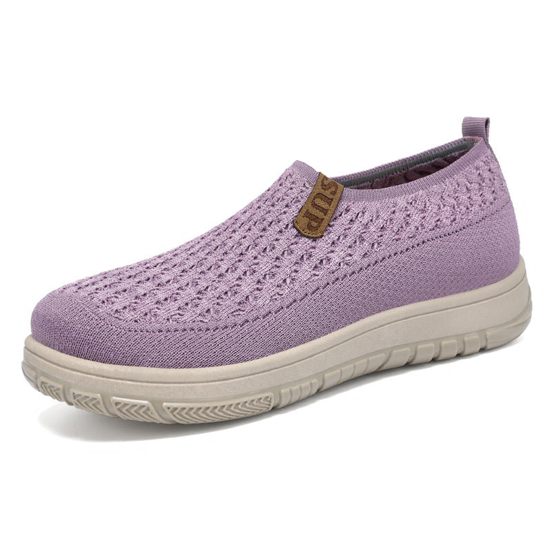 Damen nan gestrickter Slip-On Komfort-Sneaker mit elastischem Einstieg, atmungsaktivem 3D-Strick und gedämpfter EVA-Laufsohle Drune