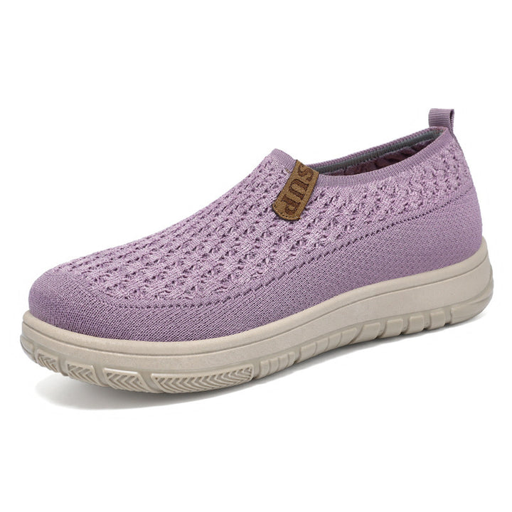 Damen nan gestrickter Slip-On Komfort-Sneaker mit elastischem Einstieg, atmungsaktivem 3D-Strick und gedämpfter EVA-Laufsohle Drune