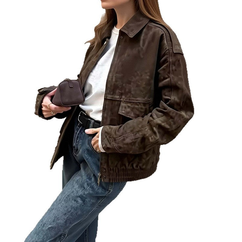 Damen elegante leichte Jacke mit oversized Schnitt und praktischen Taschen Drune