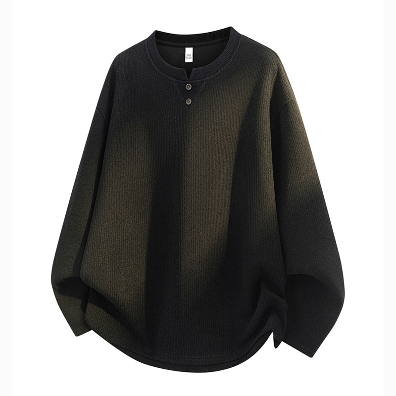 Herren Oversize-Henley-Sweatshirt mit Waffelstruktur & Knopfleiste Drune