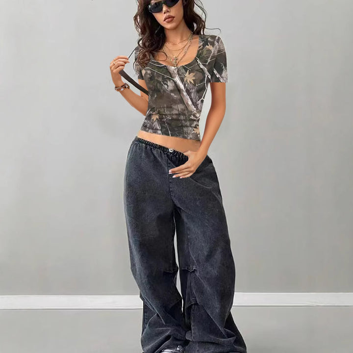 Damen Kurzarm-Oberteil im Camouflage-Design Drune