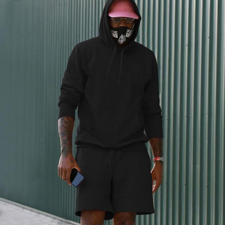 Drune Herren Hoodie-Shorts-Set mit Kängurutasche