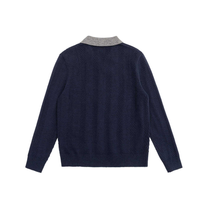Unisex Strickpullover mit Polokragen und V‑Ausschnitt Drune