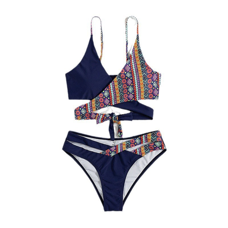 Damen Triangel-Bikini mit raffinierten geometrischen Druckdetails Drune