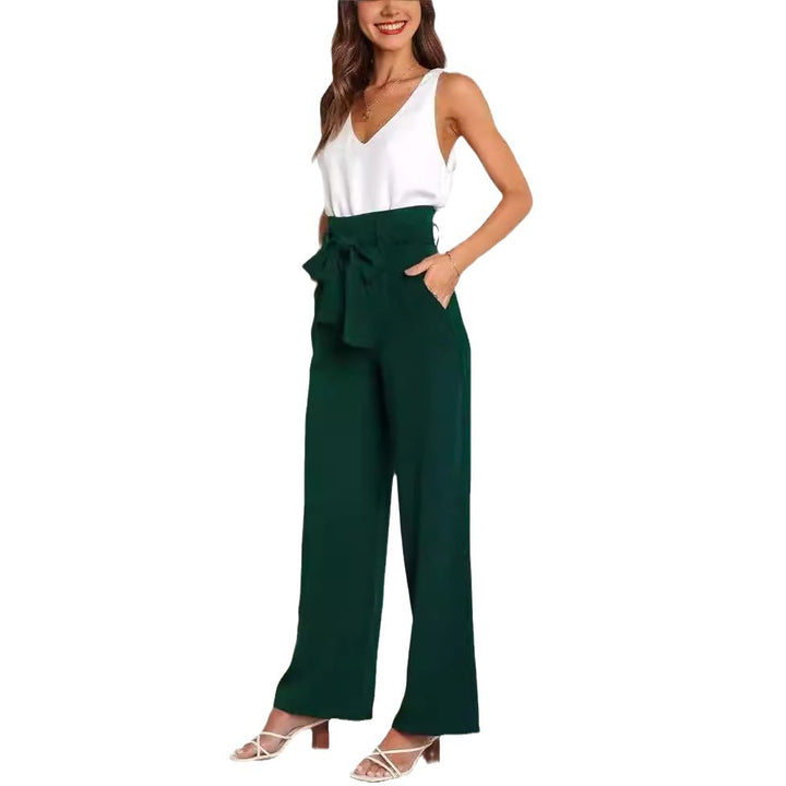 Damen Weitgeschnittene Hose mit dekorativem Bindegürtel Drune