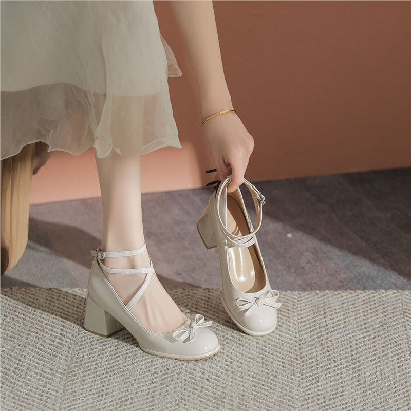 Damen elegante Ballerina-Pumps mit verstellbarem Fesselriemen und Schnürung Drune