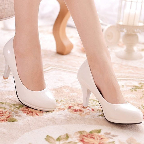 Damen elegante Hochglanz-Pumps mit bequemem Innenfutter und stabilem Blockabsatz Drune