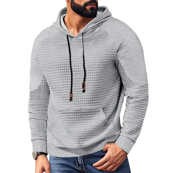 Herren nan gequilteter Kapuzenpullover mit quadratischer Struktur und Kängurutasche Drune