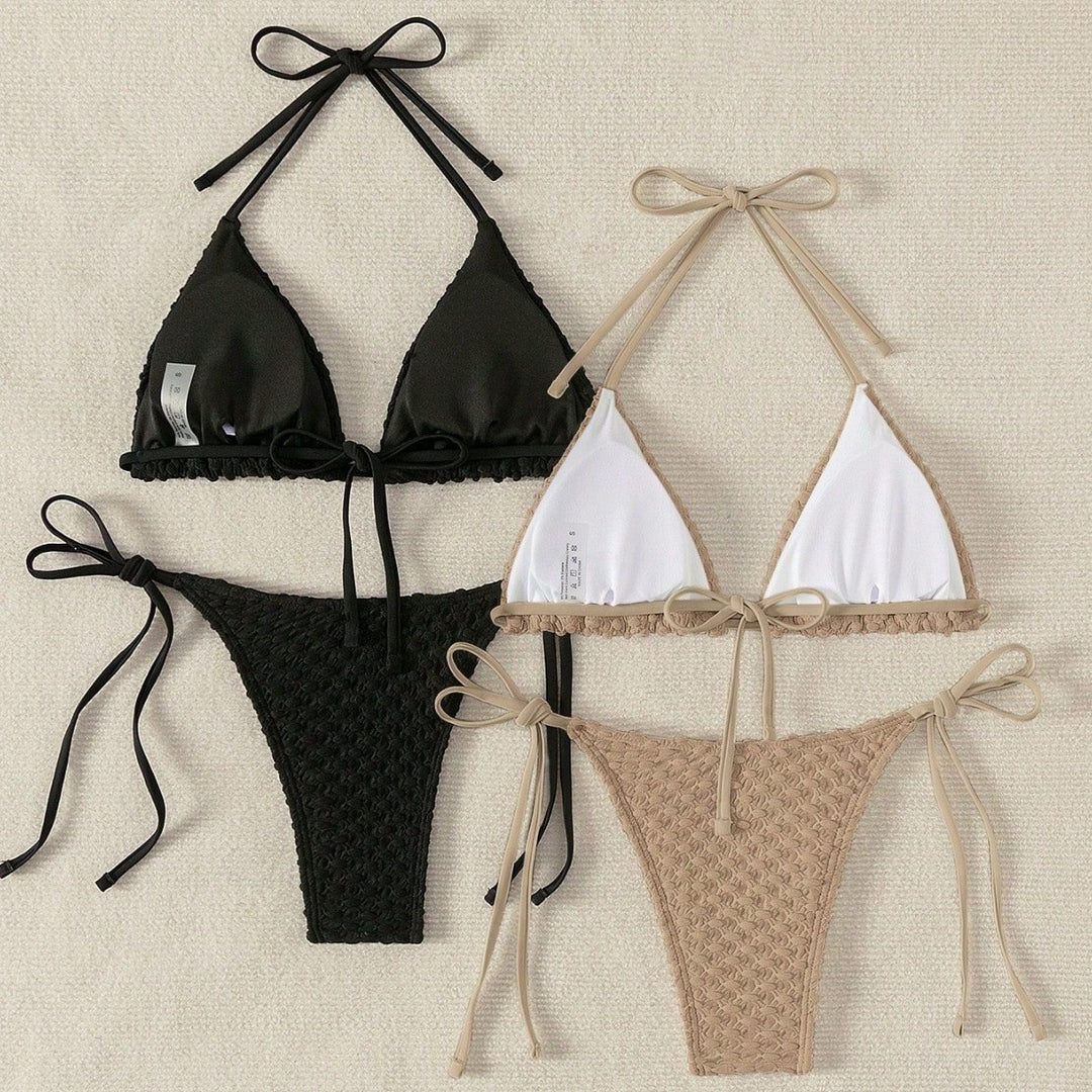 Damen Geflochtener Triangel-Bikini mit Bandeau-Oberteil Drune