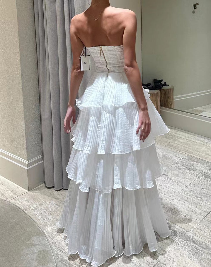 Damen Abendkleid mit voluminösen Rüschendetails und schulterfreiem Design Drune