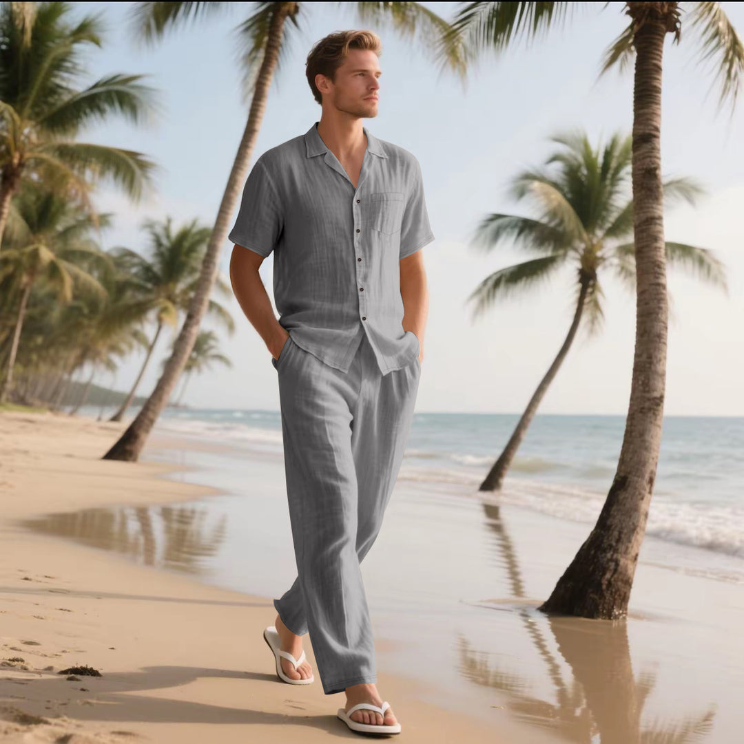 Herren lässiges Leinen Outfit Drune